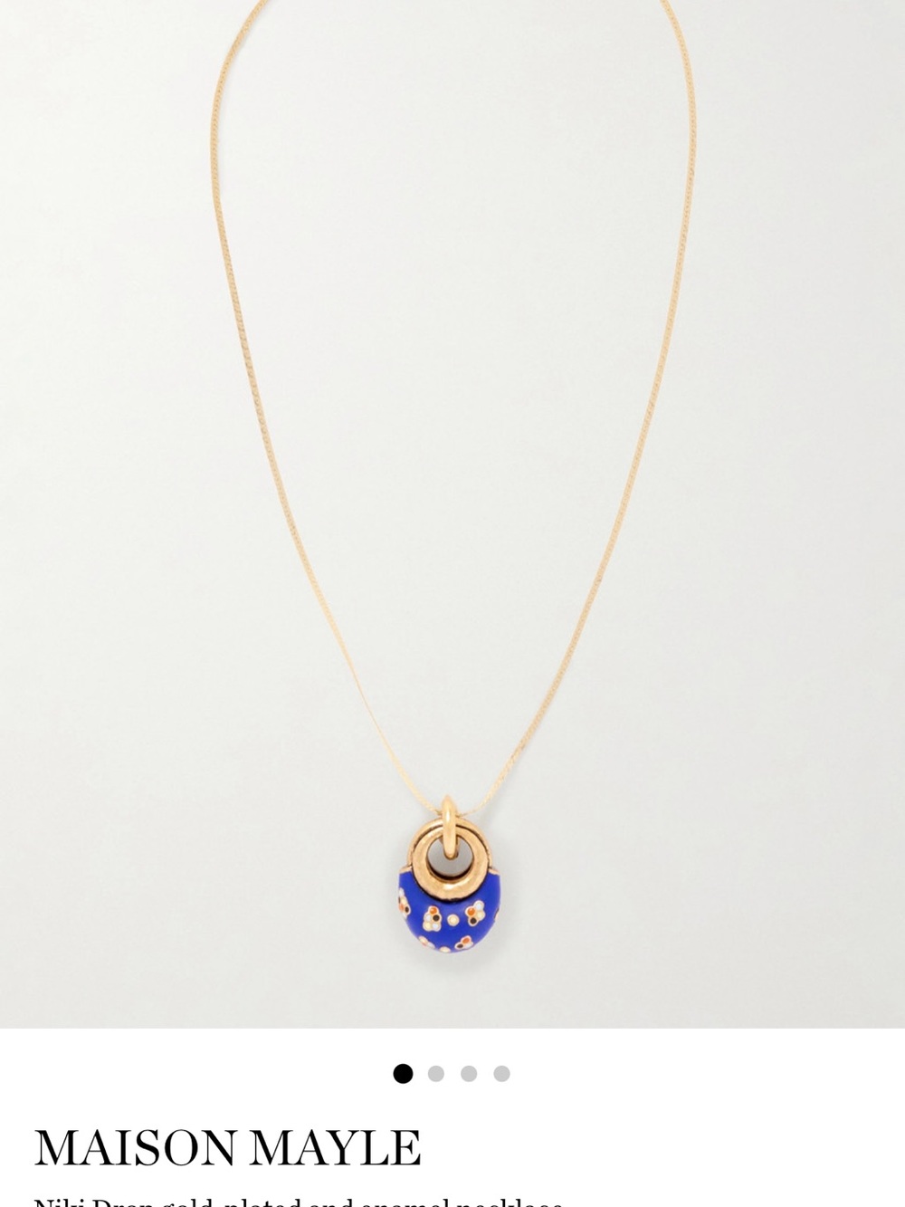 Mayle Blue Enamel Gold Pendant Necklace